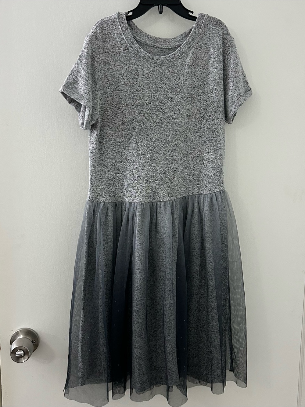Cat & Jack Gray Short-Sleeve Tulle Skirt Dress